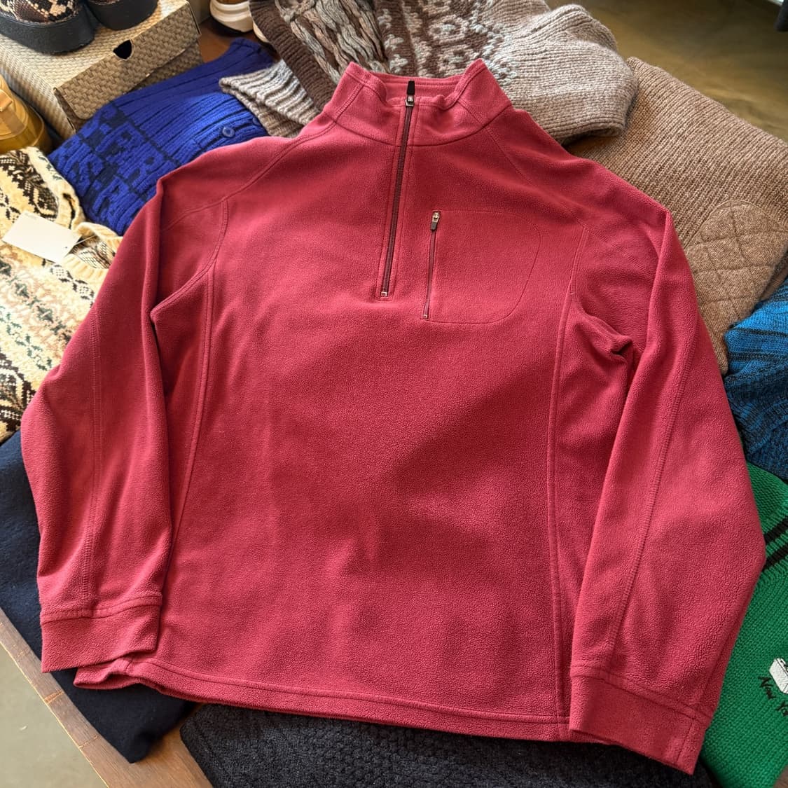 엘엘빈 플리스 하프집업 아노락 집업 버건디 상품이미지1