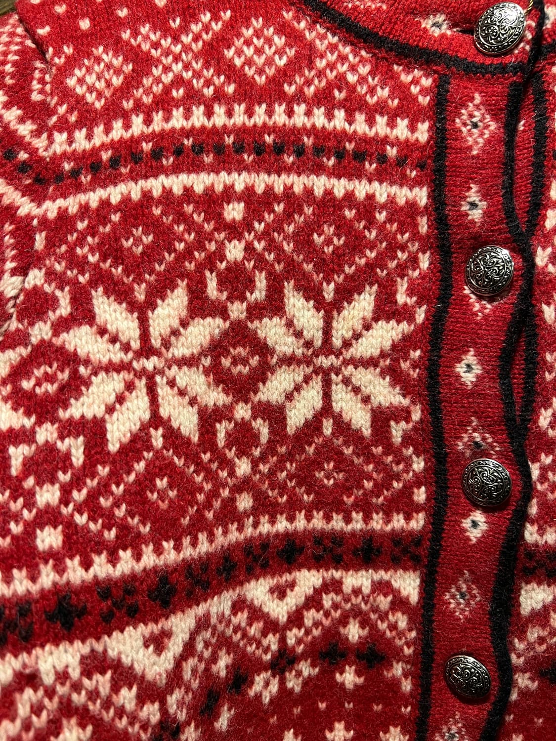 [M]엘엘빈 USA 노르딕 패턴 레드 램스울 니트 가디건 상품이미지3