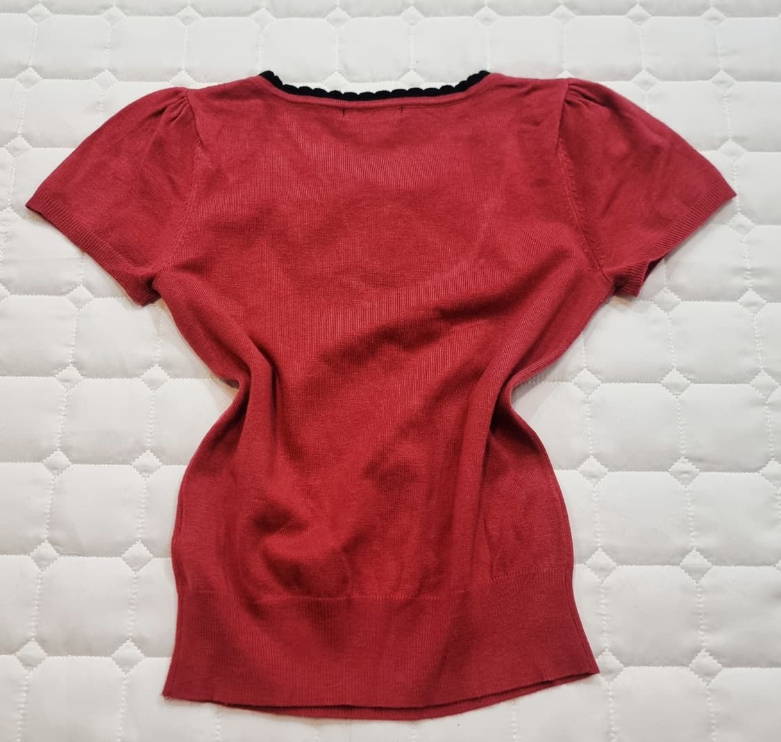 로맨틱 블랙리본 배색 니트 반팔 상품이미지4