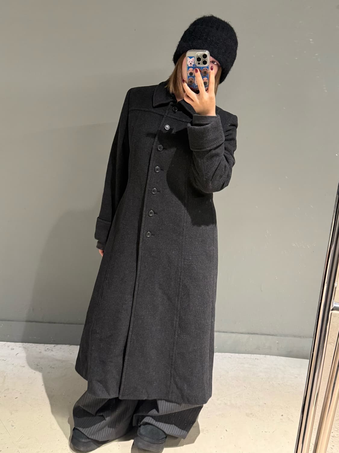 button point collar detail long coat 상품이미지5