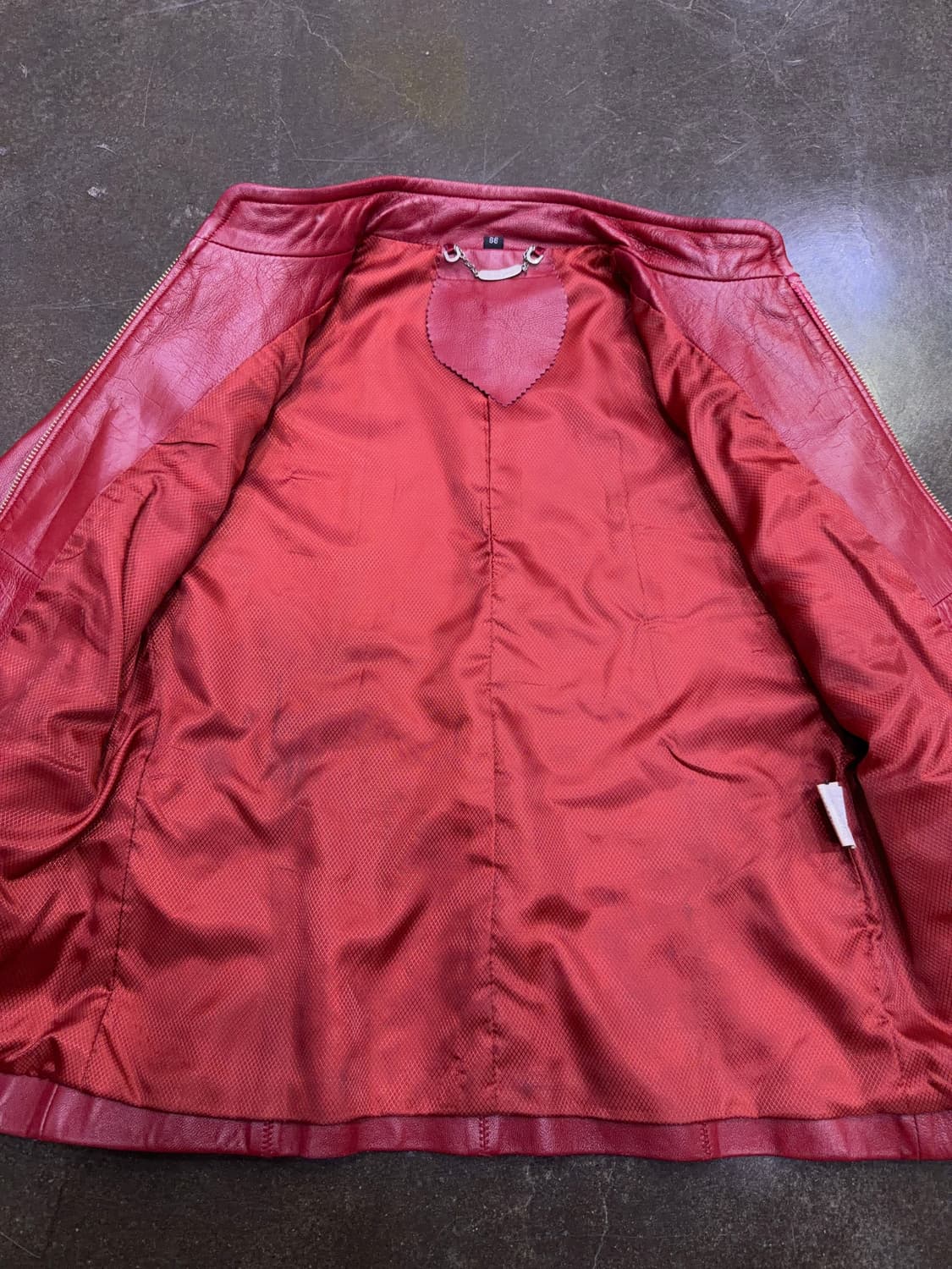 심플 싱글라이더 절개라인 양가죽 레더자켓 버건디 레드 66 상품이미지7