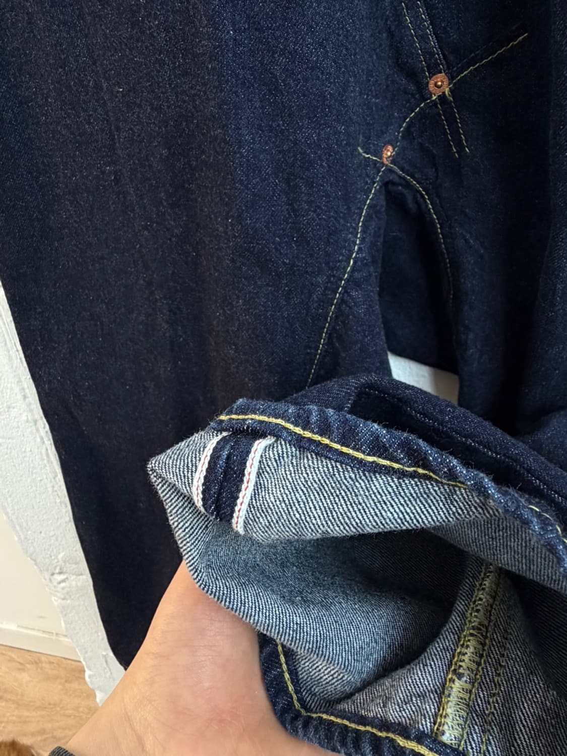 간류 꼼데가르송 사루엘 셀비지 데님 팬츠  상품이미지6