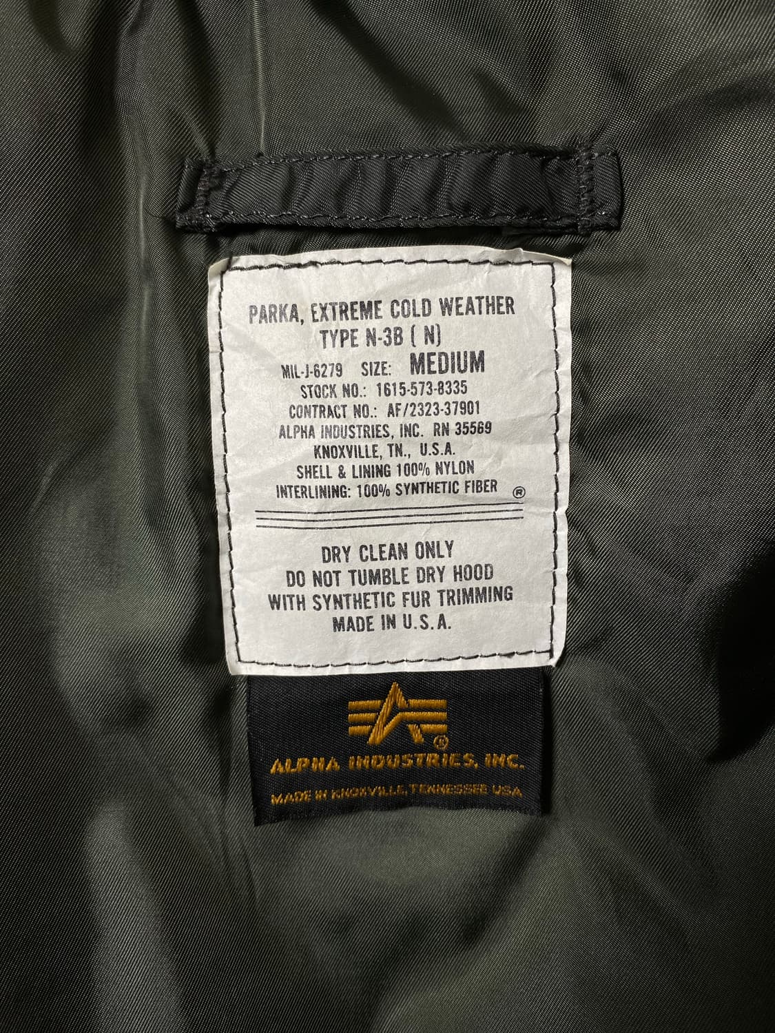 ALPHA INDUSTRIES N-3B PARKA MADE IN USA 상품이미지10