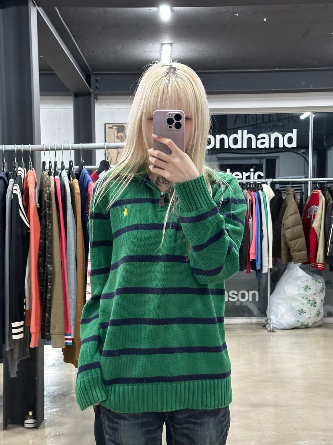 폴로 랄프로렌 니트 스트라이프 집업 상품이미지1