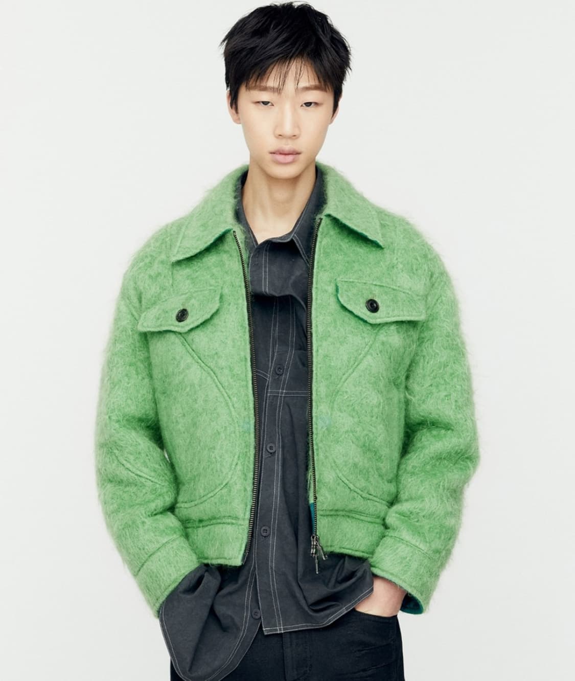앤더슨벨 Green Wado Shaggy Wool Jacket 상품이미지3