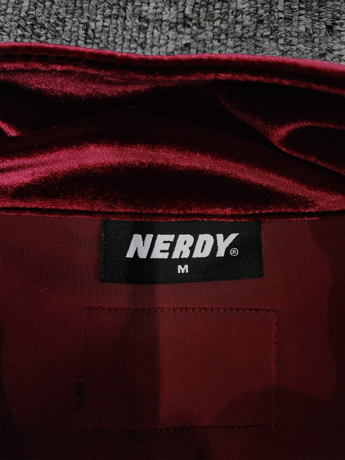 널디 버건디 벨루어 벨벳 트랙탑 져지 M 상품이미지5