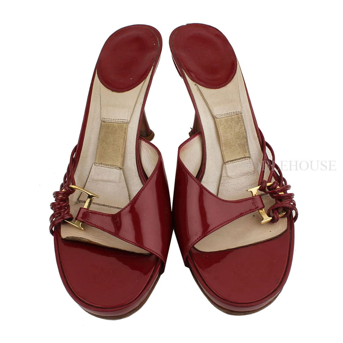 디올 버건디 페이던트 금장 D로고 뮬 슬리퍼 36 상품이미지2