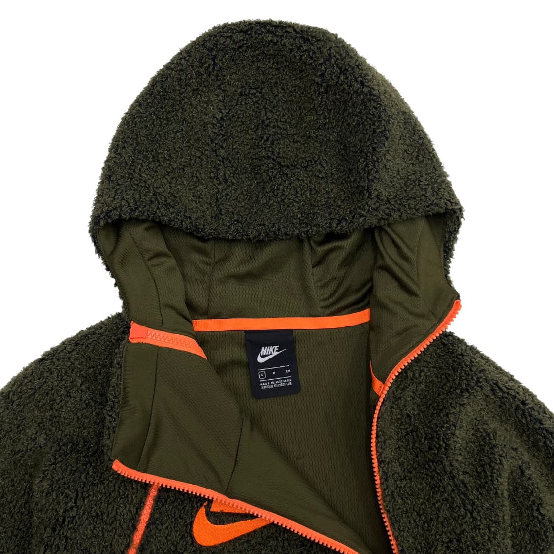 나이키 오렌지 모자이크로고 카키 플리스 후드 S 상품이미지6