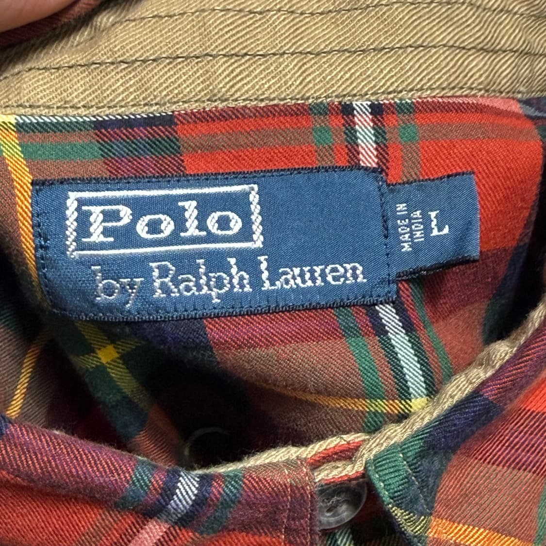 L 폴로랄프로렌 레더패치 타탄체크 셔츠 상품이미지4
