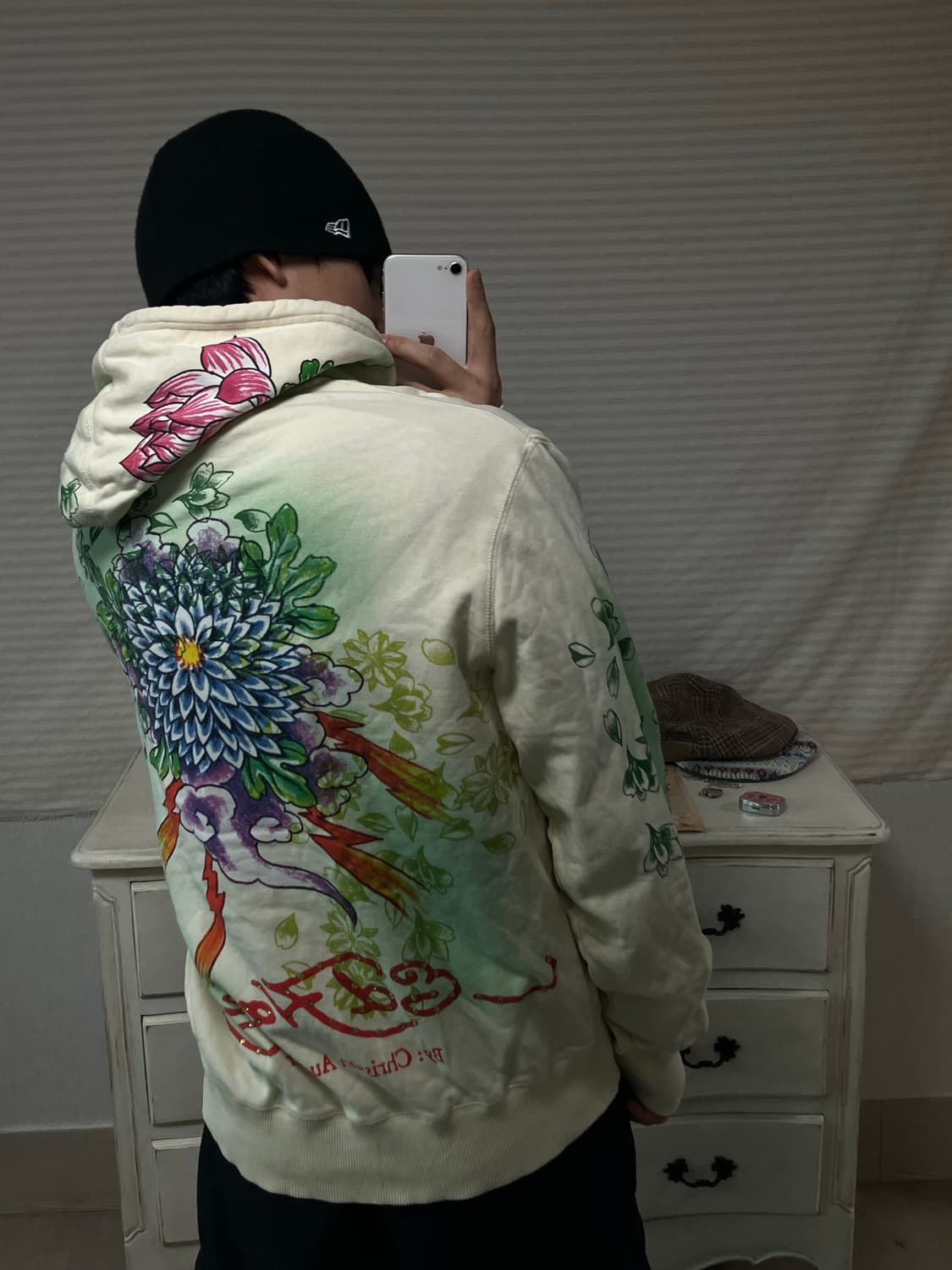 빈티지 에드하디 크림 레터링 레더 자켓 y2k 스트릿 갸루 펑키 일본빈티 상품이미지10