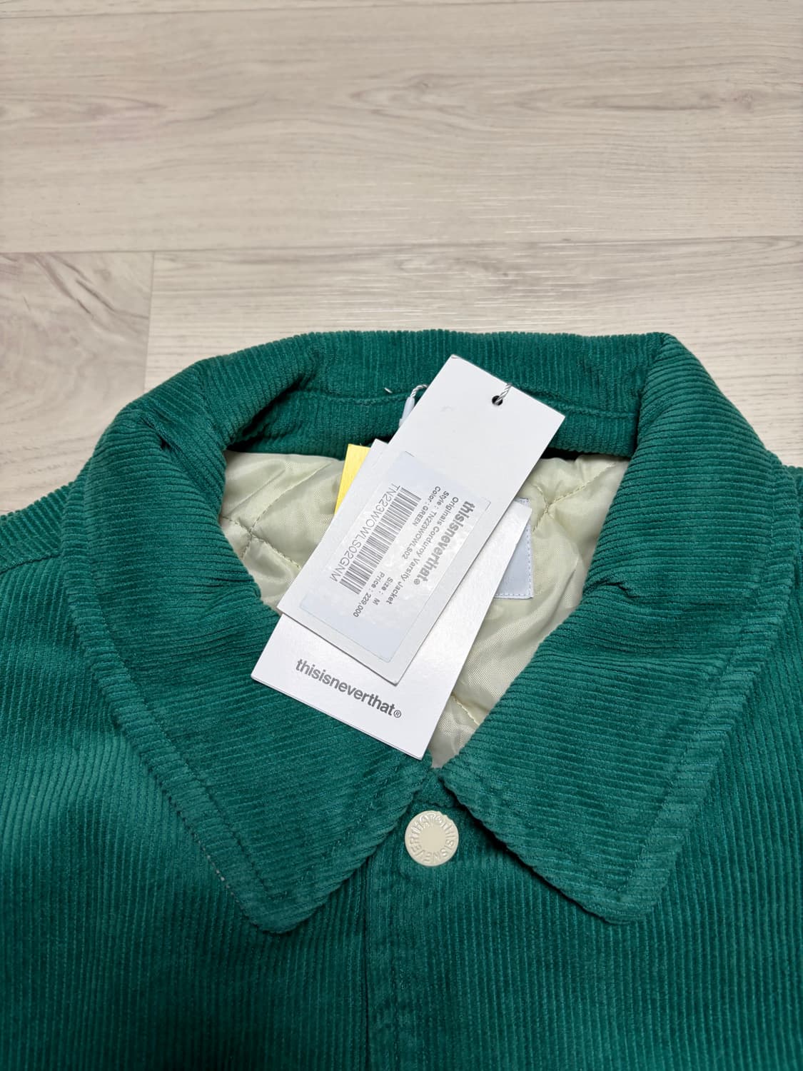 디스이즈네버댓 코듀로이 바시티 그린 M사이즈 판매 상품이미지2