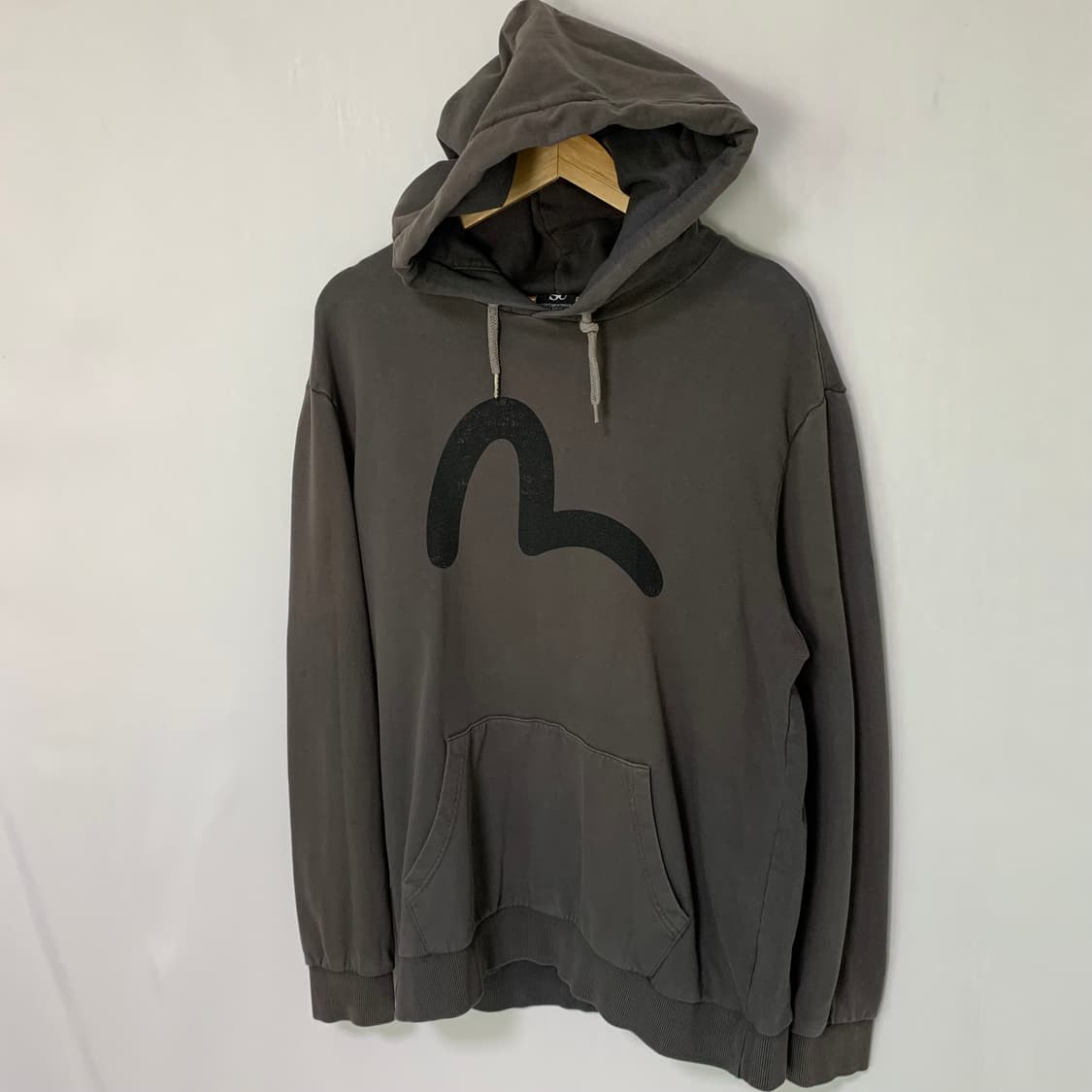 에비수 EVISU 루즈핏 빈티지 워시드 차콜 후드티 XL 남녀공용 상품이미지4