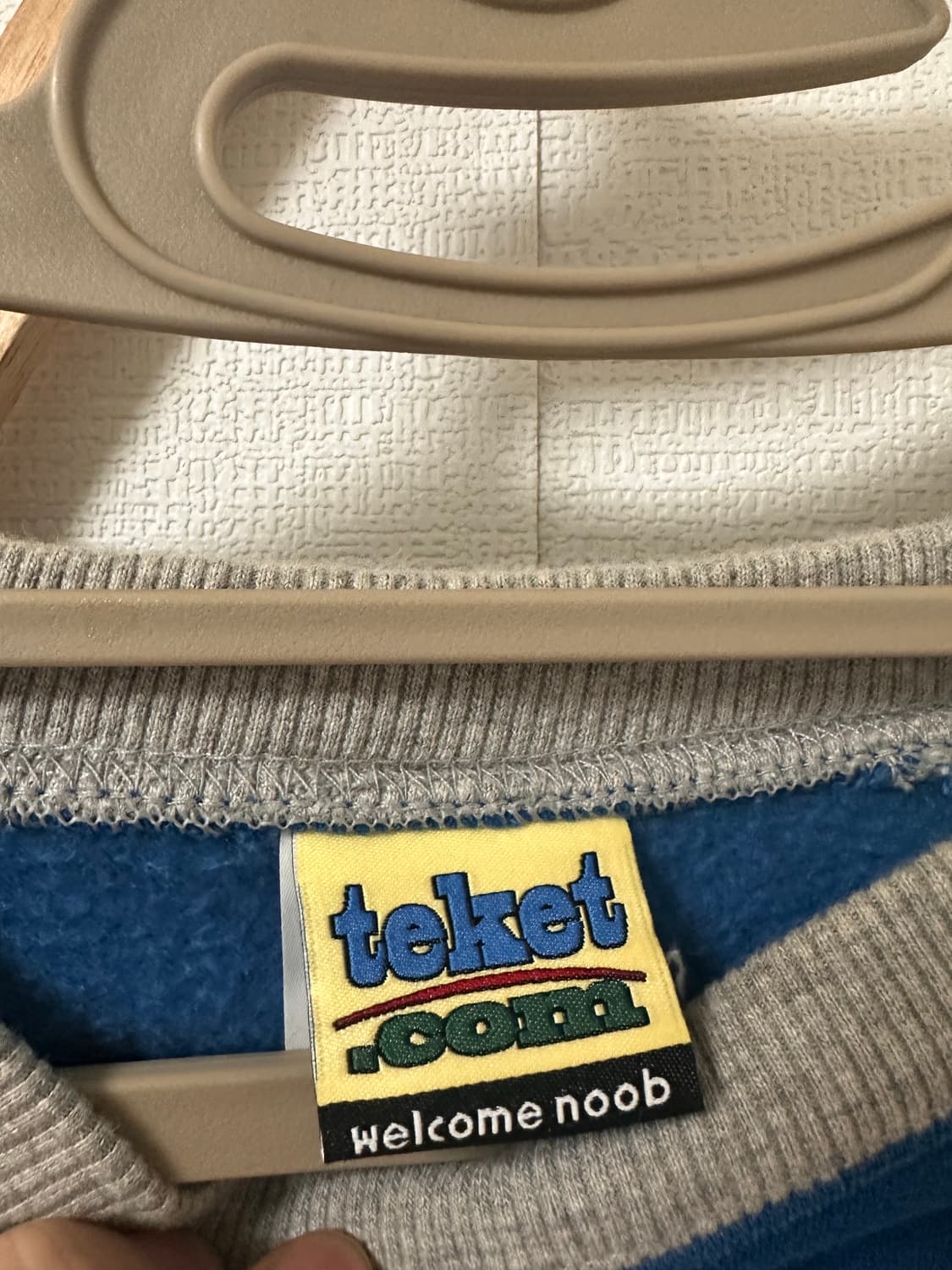 테켓 기모 맨투맨 blue/gray L 상품이미지3