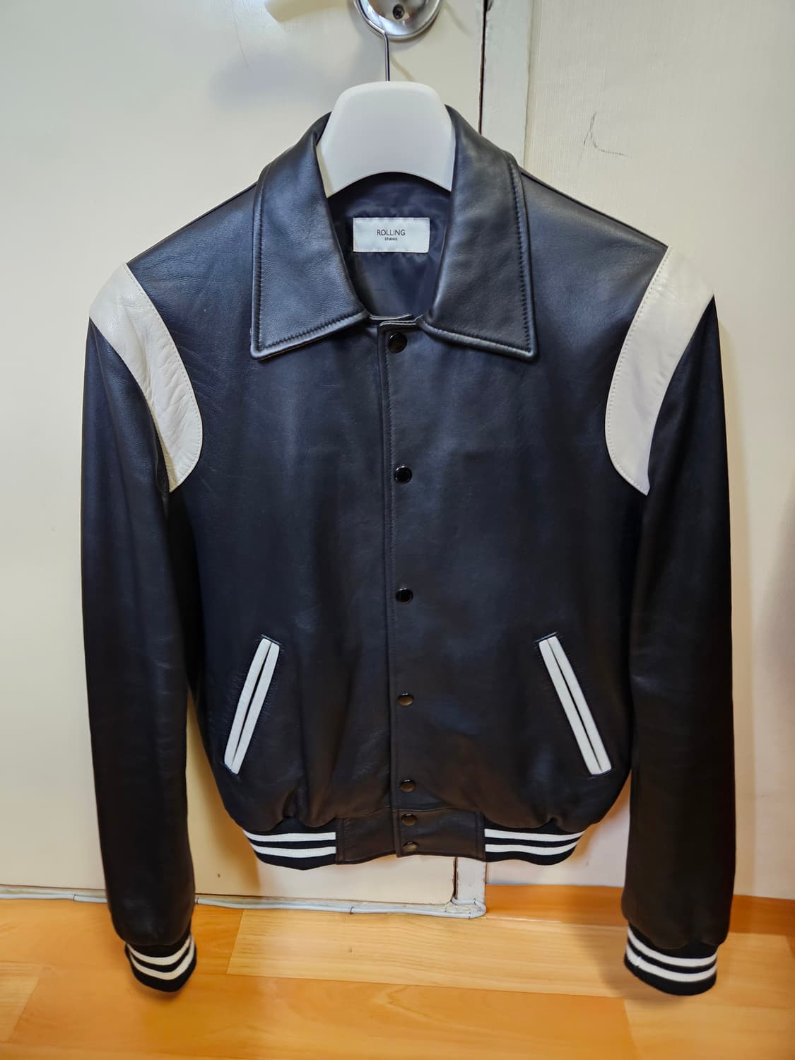 95 M) 롤링스튜디오 램스킨 양가죽 바시티 레더 자켓 상품이미지2