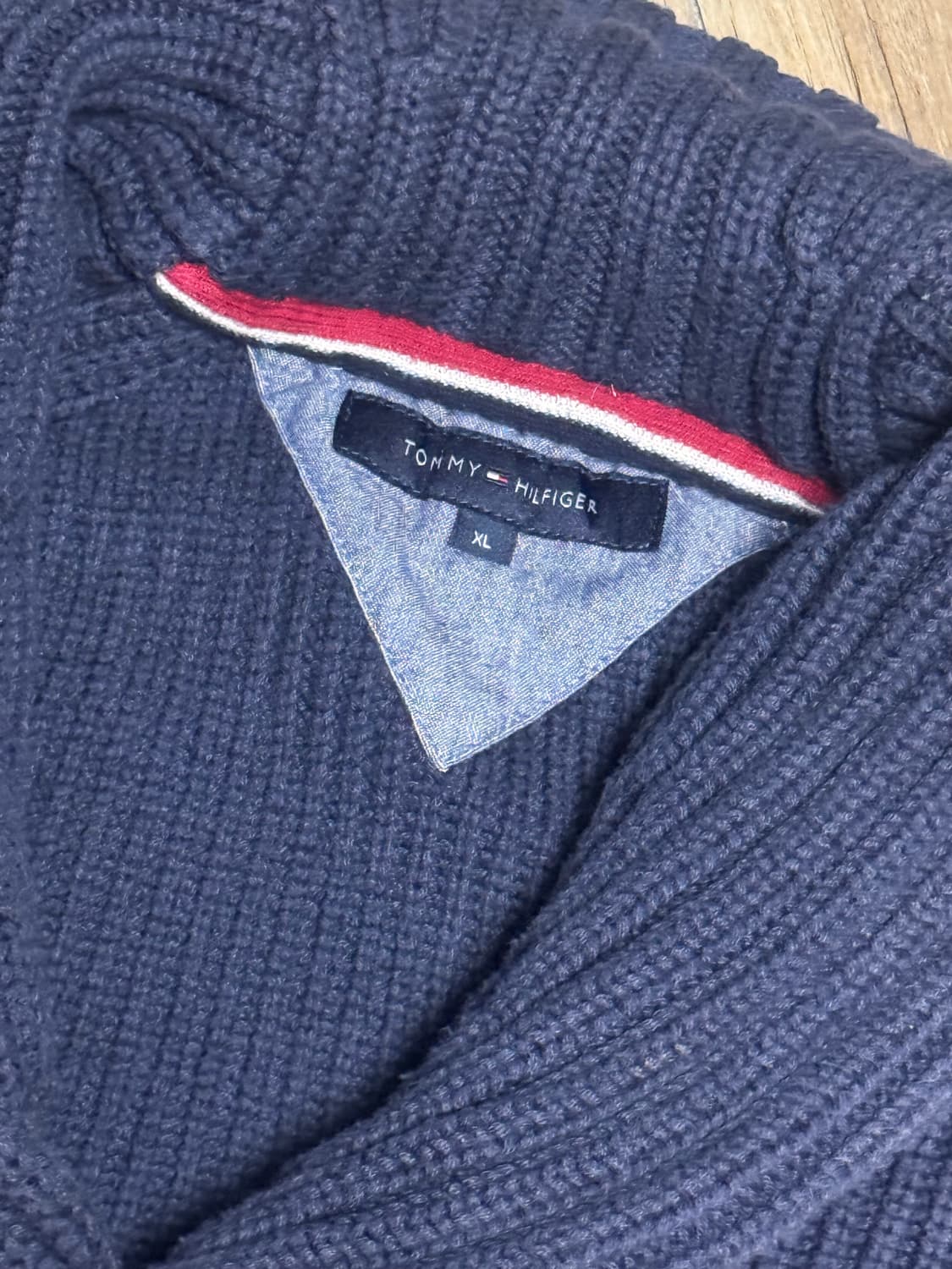 [XL] 타미힐피거 네이비 숄카라 헤비 가디건 상품이미지4