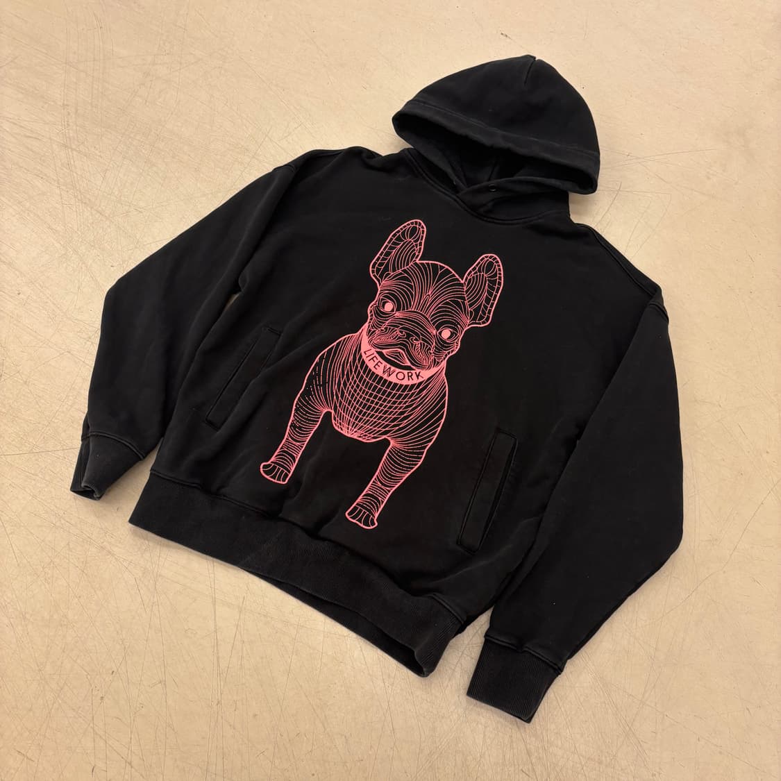 라이프워크 핑크 불독 빅로고 후드티 상품이미지1