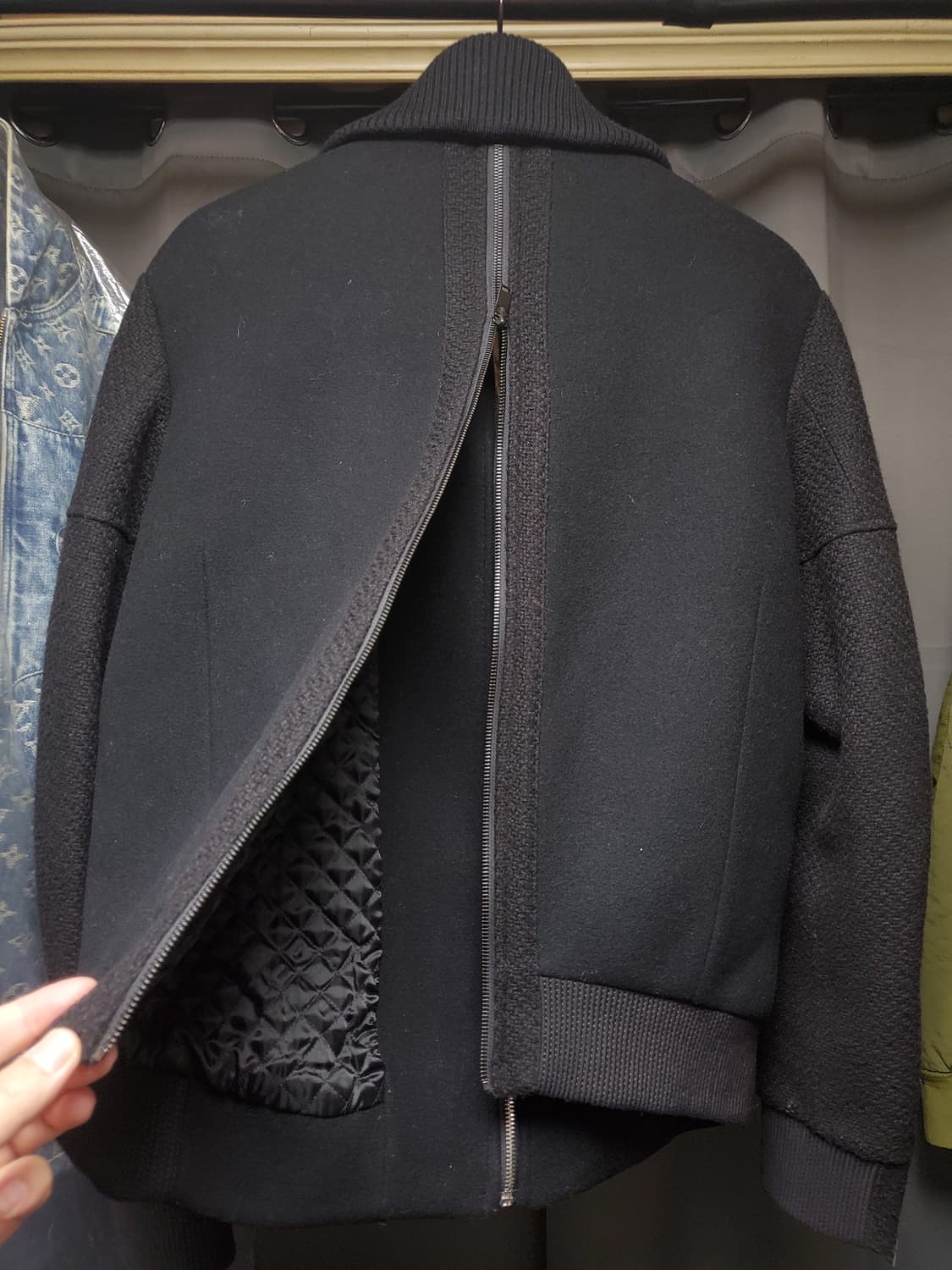 시스템옴므 앞뒤 집업 블루종 트위드 자켓 상품이미지4