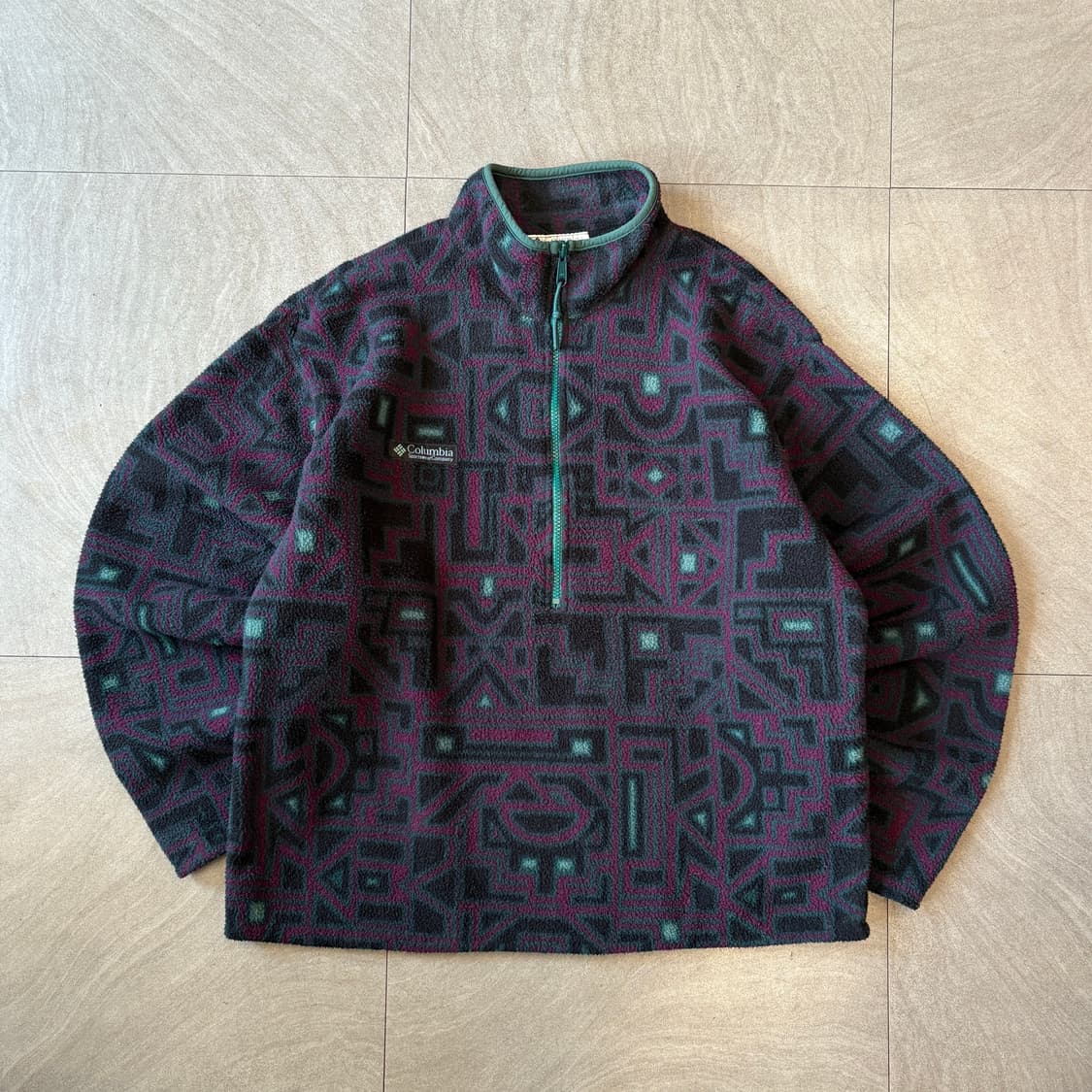 90s 90년대 미국 생산 컬럼비아 아즈텍 플리스 스냅티 상품이미지1