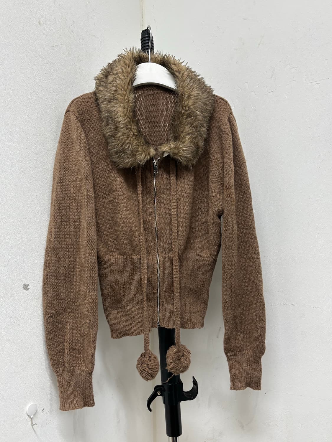 00’s Brown Fur Trimming Short Knit Zip U 상품이미지6