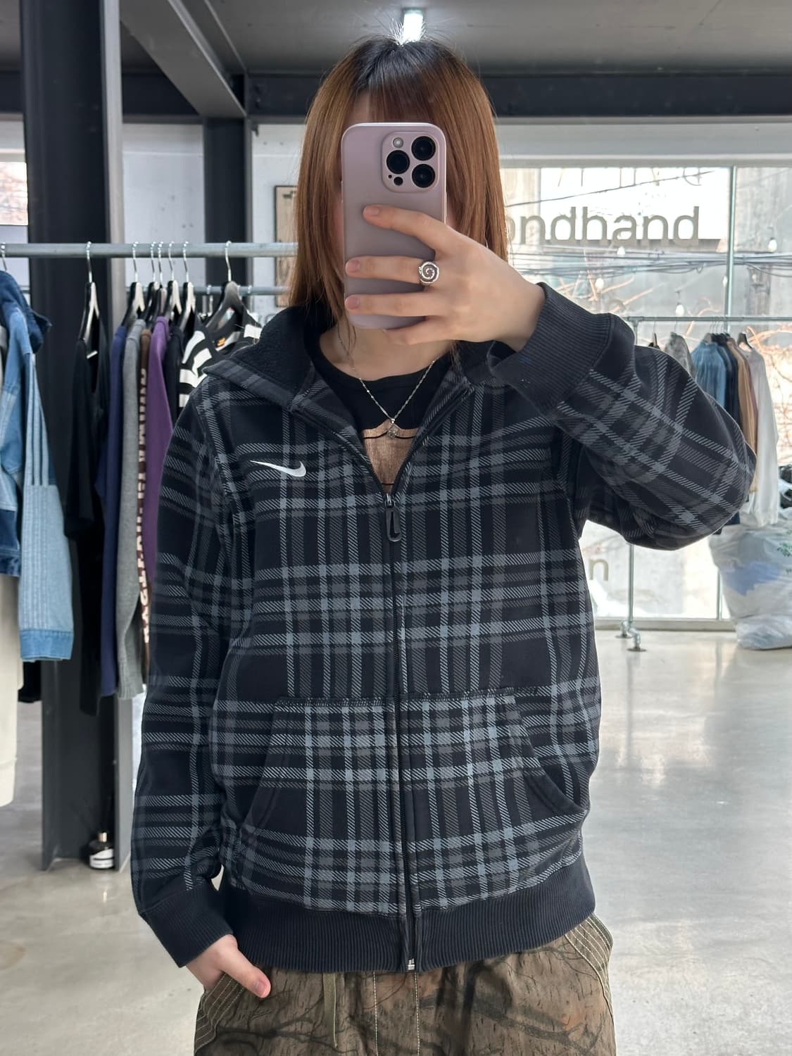 나이키 스우시 체크 후드집업 상품이미지1