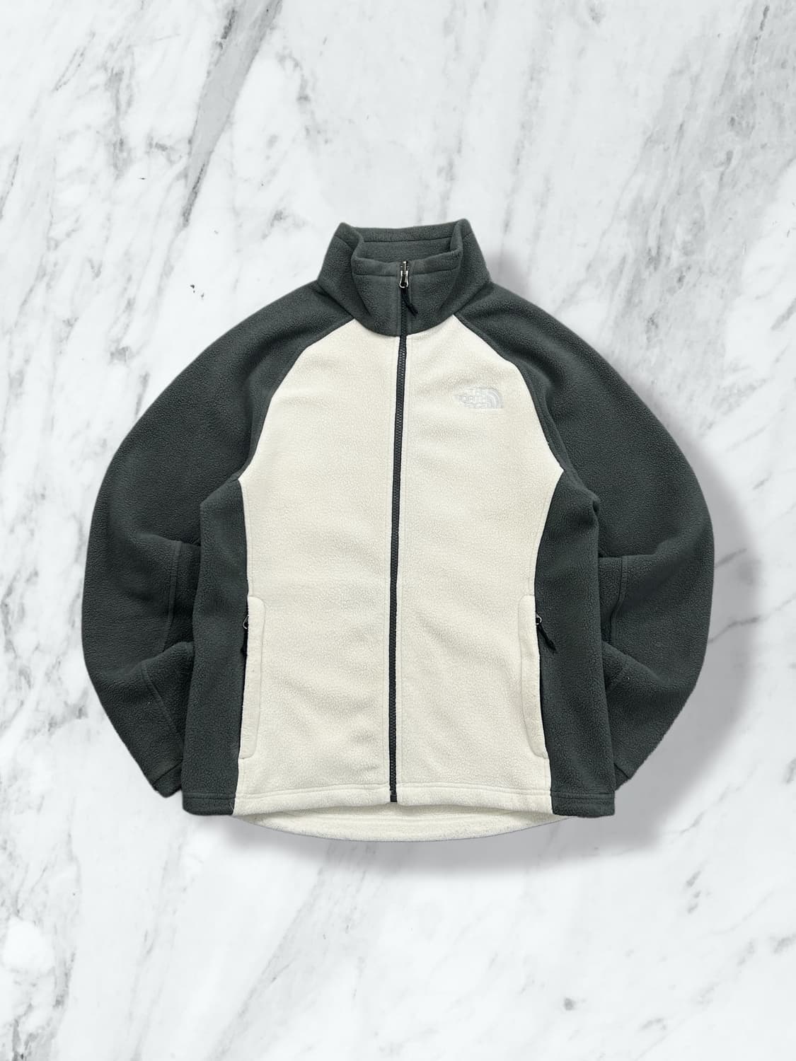 노스페이스 그레이 배색 집업 플리스 S 상품이미지1