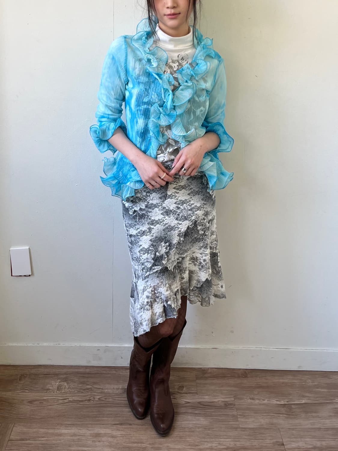 La quest-ceque 언발란스 스노우 플라워 스커트 상품이미지8