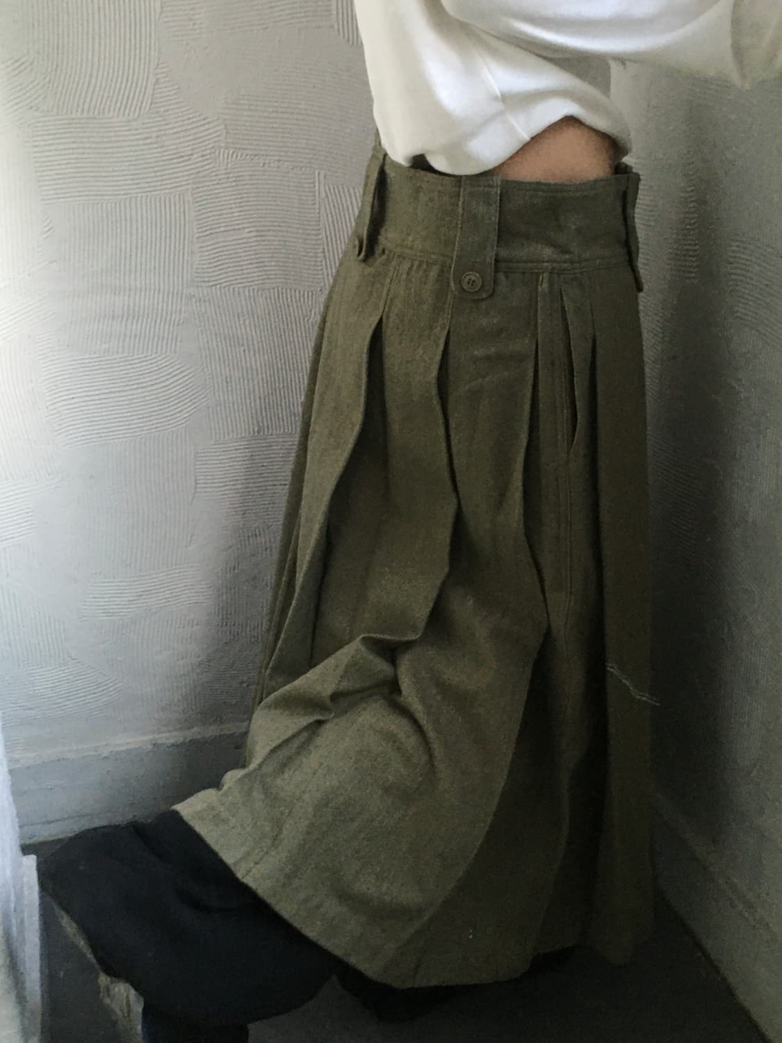 I.S 이세이미야케 90s 그린 플리츠 스커트 상품이미지2