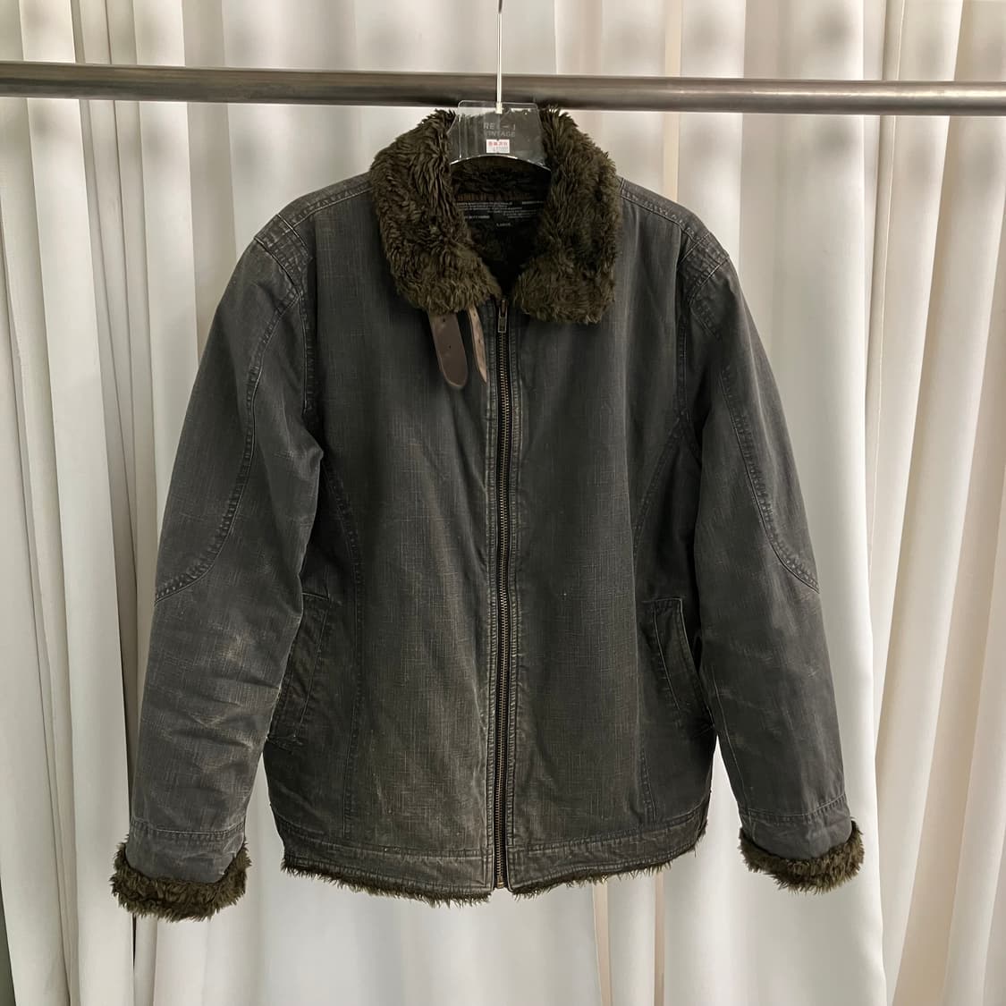 스미스 아메리칸 빈티지 워싱 퍼 하이넥 데님 자켓 L 상품이미지1