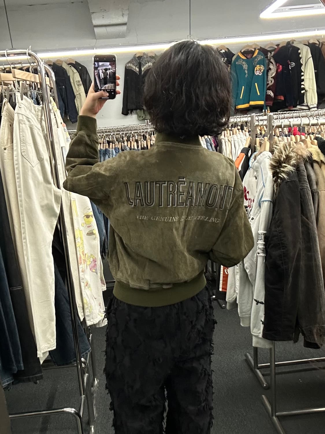 OS)로트레아몽 빈티지 스웨이드 MA-1 블루종 자켓 상품이미지2