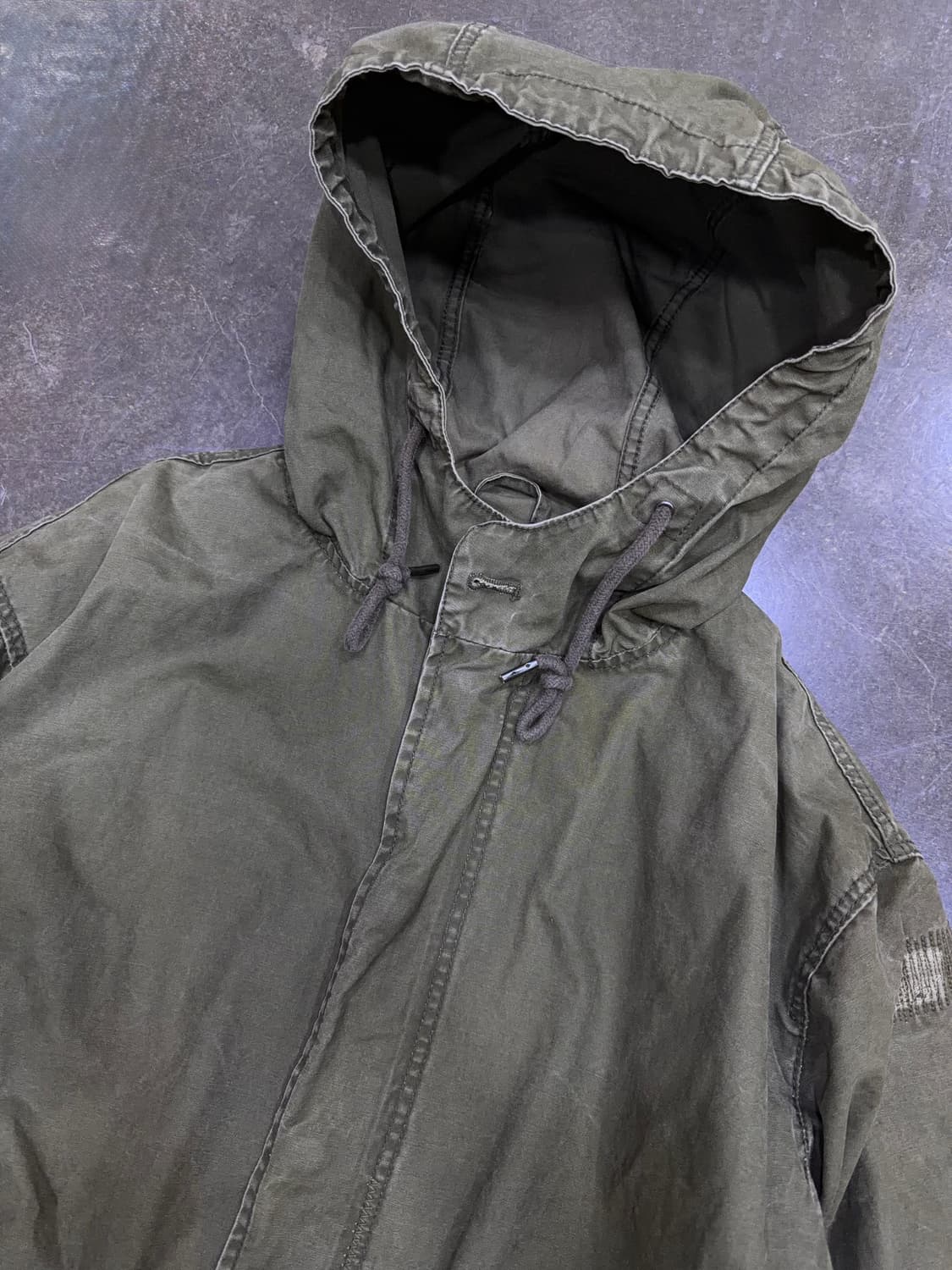 자라 빈티지 워싱 데미지 밀리터리 피쉬테일 후드 개파카 야상 L 상품이미지3