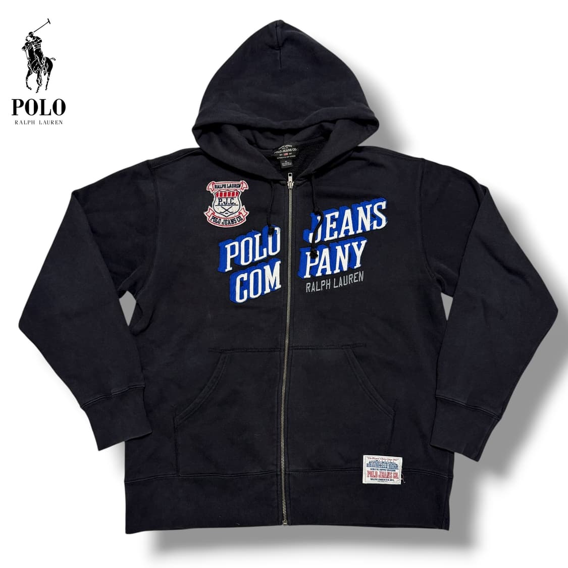 00‘s 폴로 랄프로렌 진스 레터링 기모 후드집업 상품이미지1