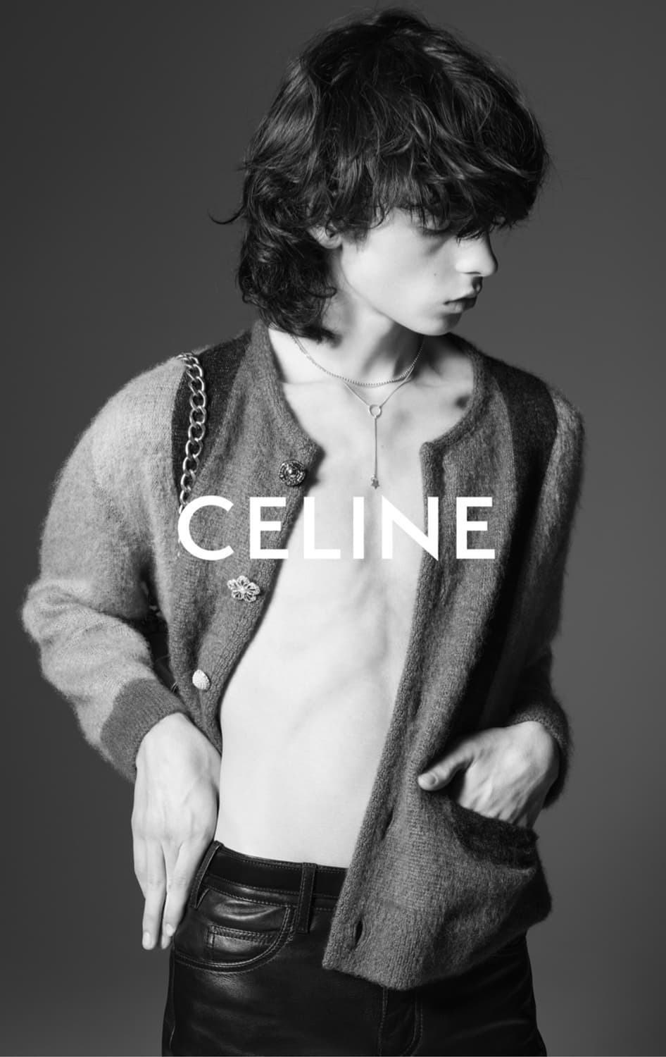 CELINE Cardigan In Brushed Mohair Brown 상품이미지9