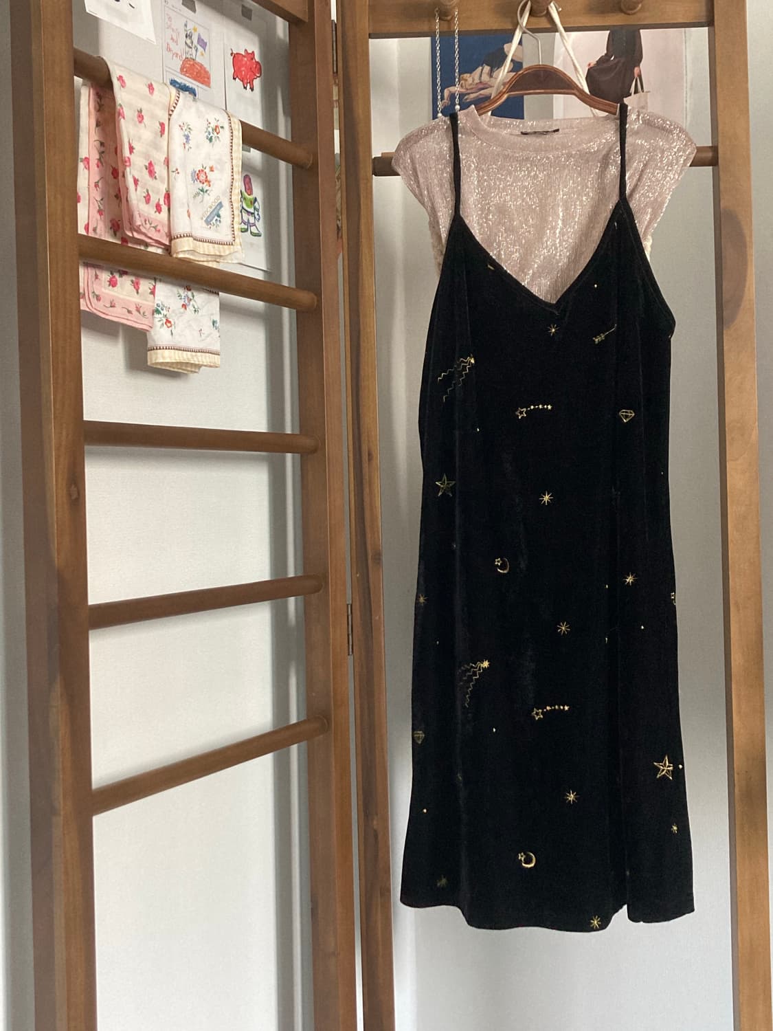 🏷 블랙 벨벳 별 자수 ops  set 상품이미지1