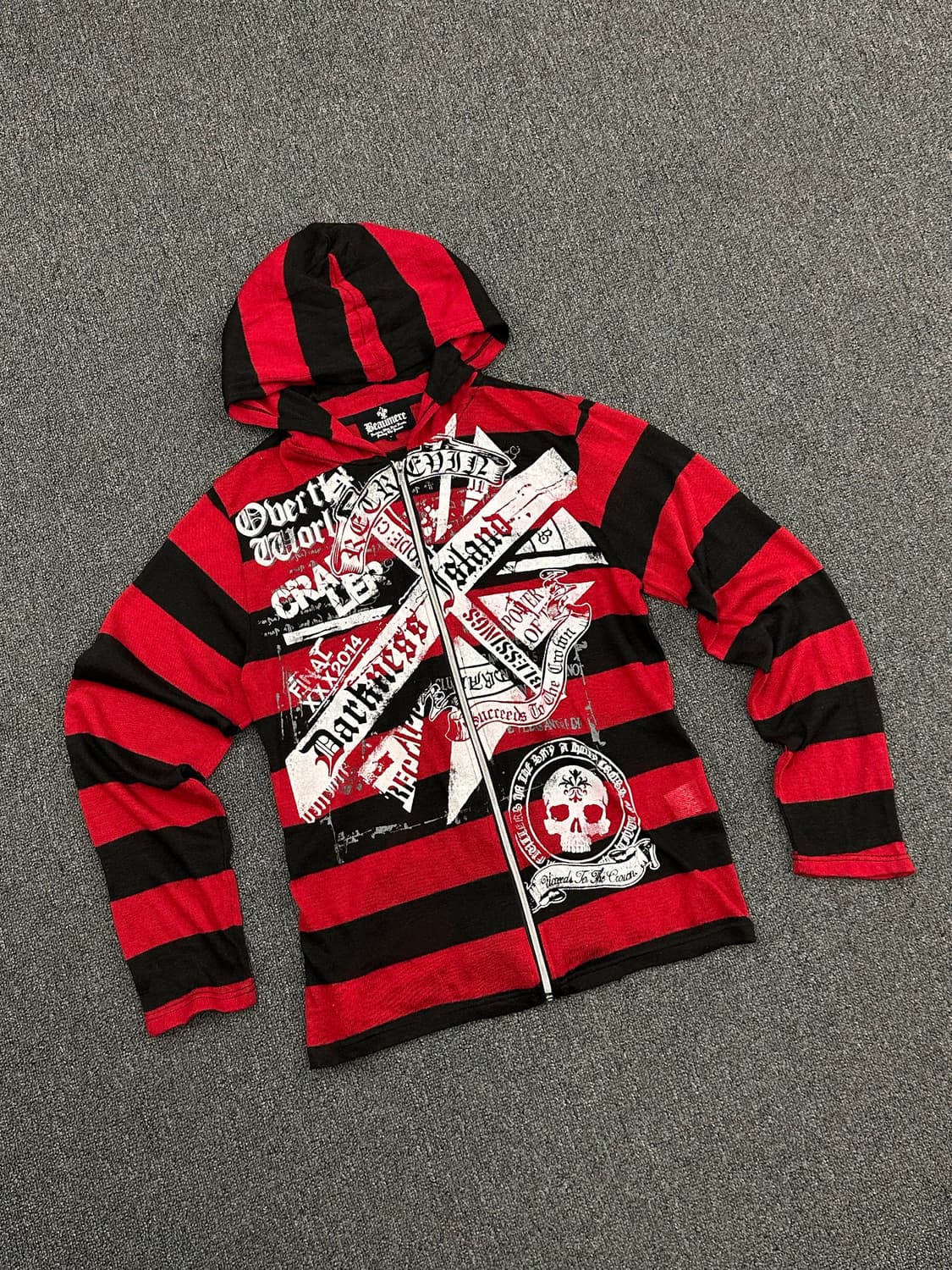 L)일본 빈티지 펑크 Y2K 스트라이프 후드집업 상품이미지2