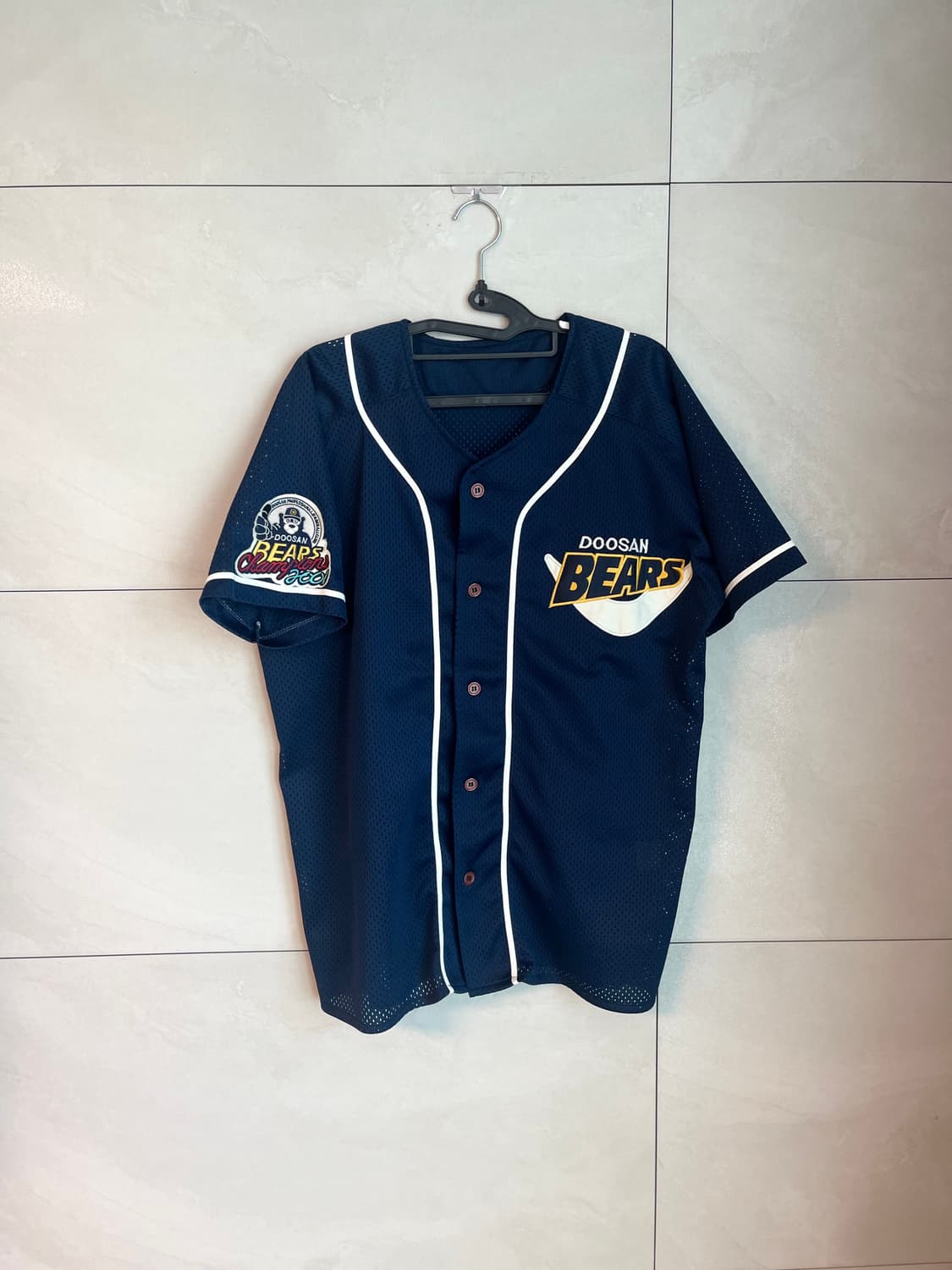 2001 두산베어스 한국시리즈 우승 원정 반달 노마킹 유니폼 (95) 상품이미지3