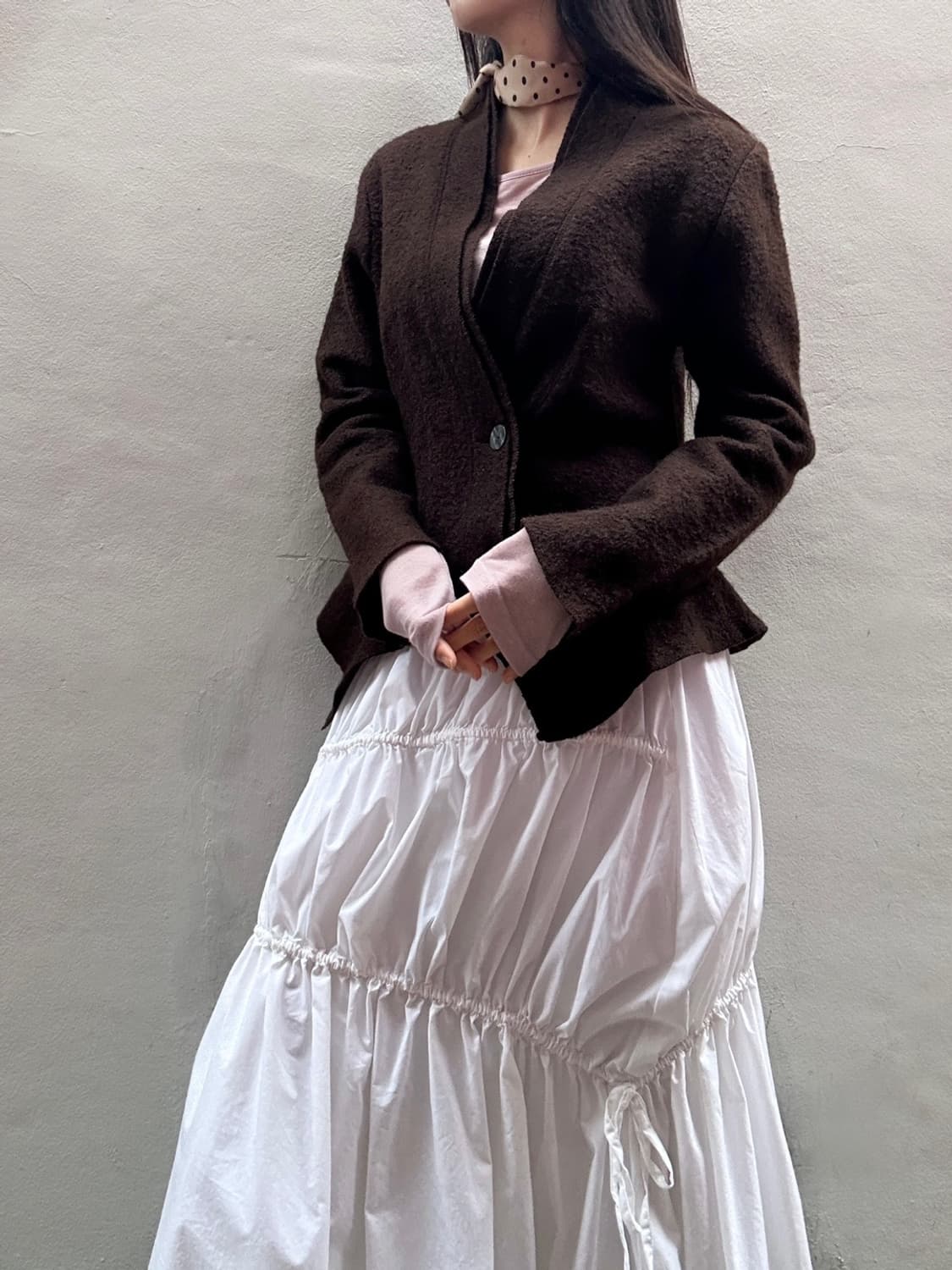 Warm 2 layered cardigan / brown 상품이미지7