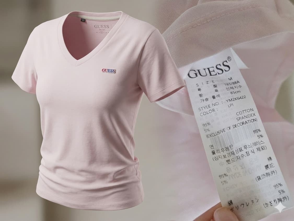 봄기본템 | 게스 브이넥 슬림핏 반팔티 M(95) | 여리핏 라이트핑크 상품이미지2