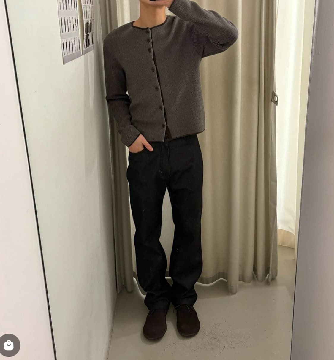 아모멘토 Stripe Button Up Cardigan 브라운 가디건  상품이미지2