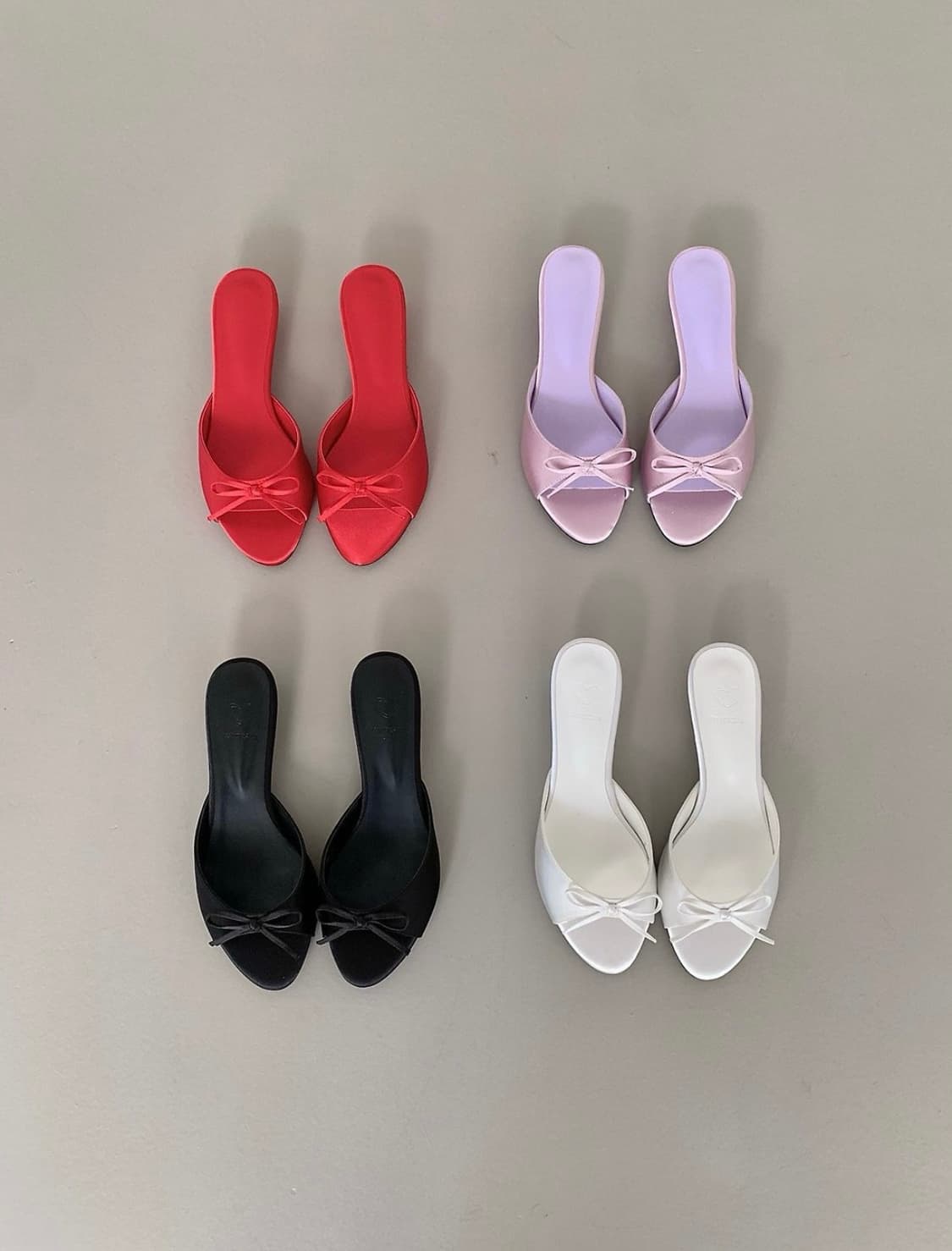 새틴 웨지 리본 뮬 슬리퍼 3cm (4color) 상품이미지2