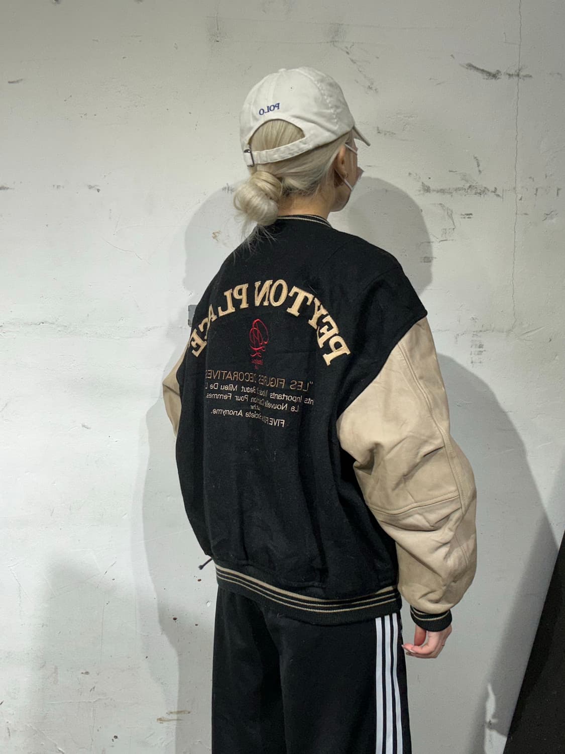 일본 빈티지 peyton place 자수 올드스쿨 바시티 가죽 자켓 상품이미지3