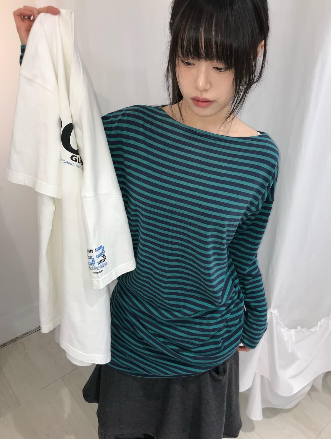 ⊹ Mint Navy Stripe Long Dress 상품이미지3