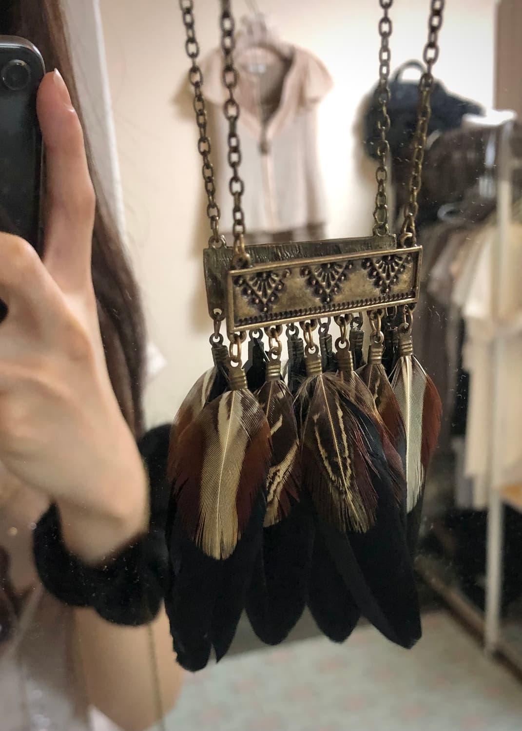 빈티지 깃털 금장 목걸이 vintage necklace 상품이미지6