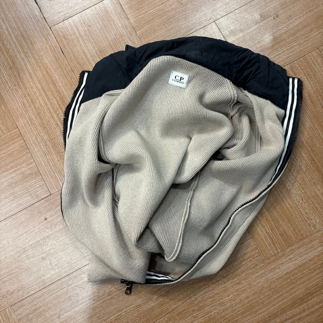 씨피컴퍼니 오트밀 니트 고글 후디 자켓 상품이미지7