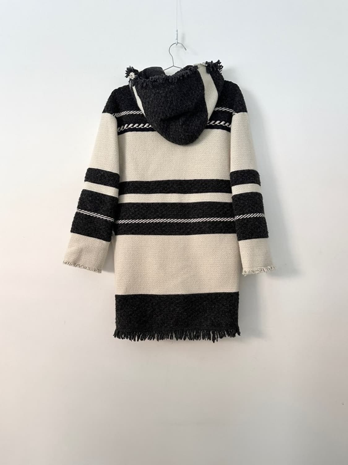 Indian tassel hoody coat / ivory & grey 상품이미지5