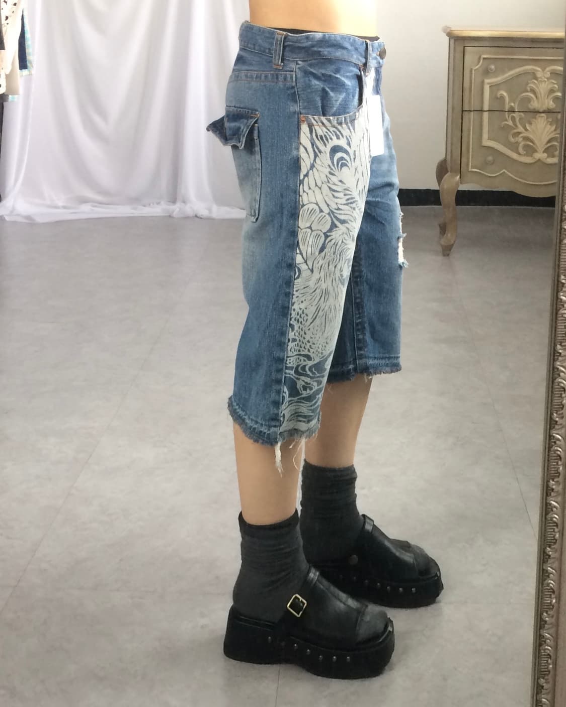 Oriental printing denim short 상품이미지6