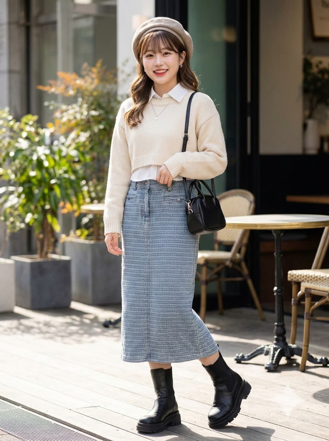 칼라거펠트 파리 텍스처 스커트 상품이미지1