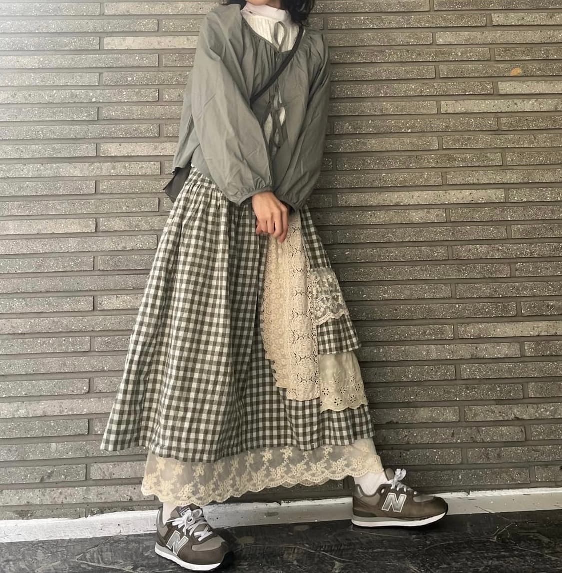 빈티지 체크 레이스 캉캉스커트 상품이미지7