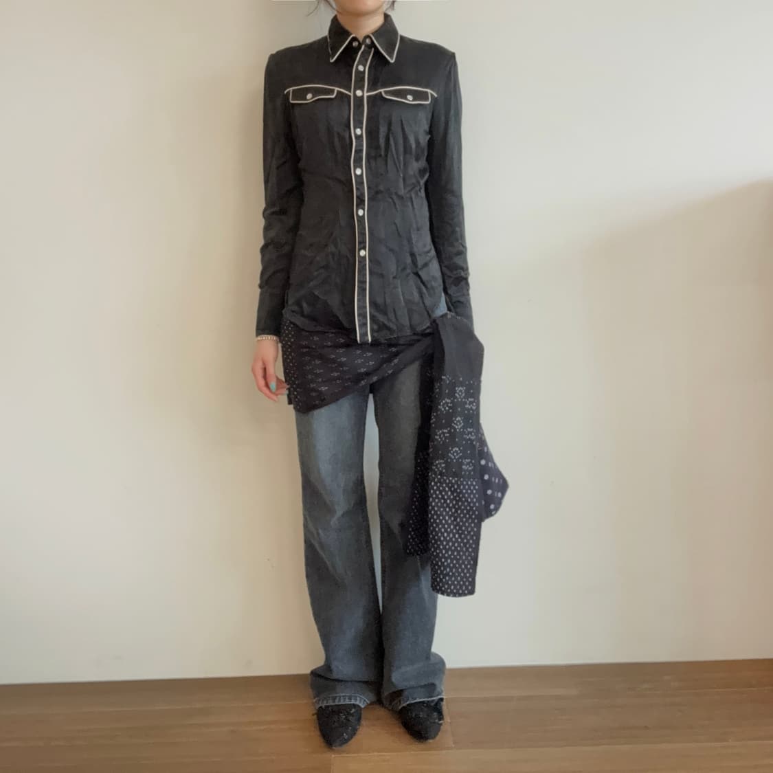 DKNY Contrast Piping Western Shirt 상품이미지2