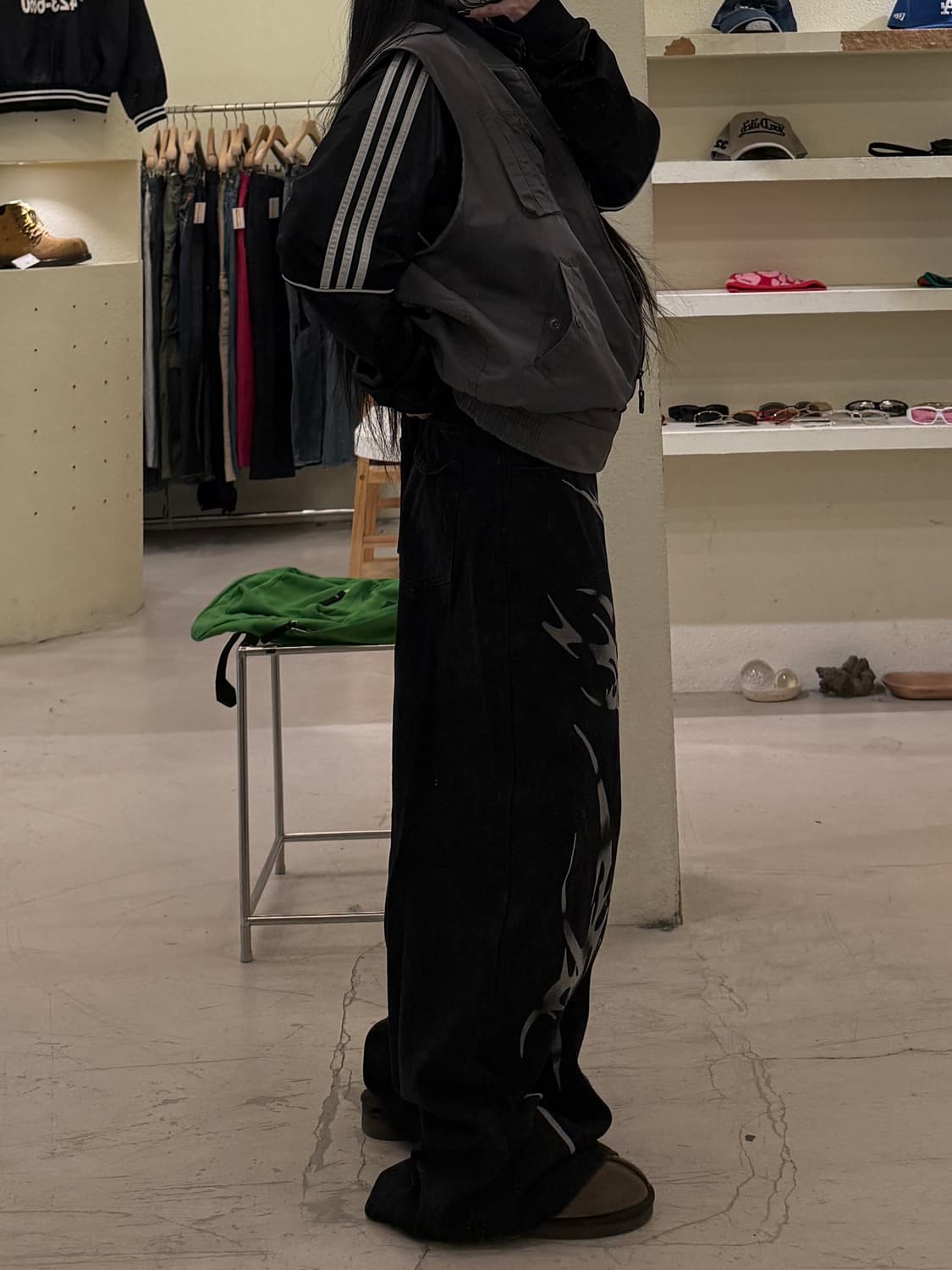 그래픽 프린트 와이드 데님 팬츠 U1186 상품이미지2