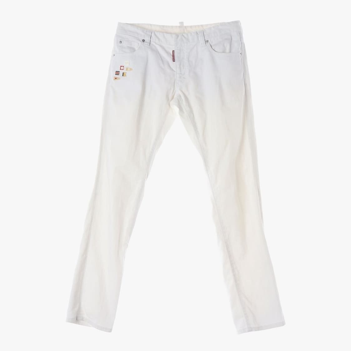 디스퀘어드2 시그널 플래그 자수 화이트 데님 팬츠 48 상품이미지1